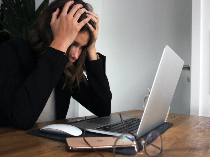 frustrated woman on computer