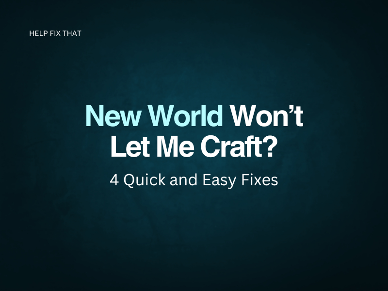 New World Won't Let Me Craft
