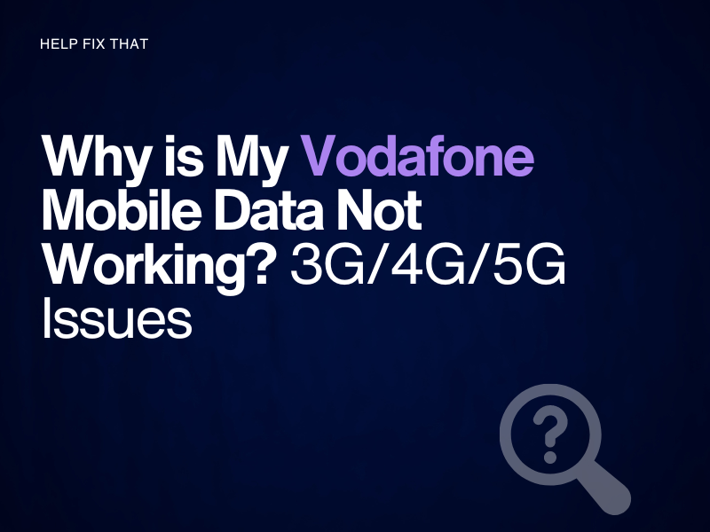 My Vodafone Mobile Data Not Working
