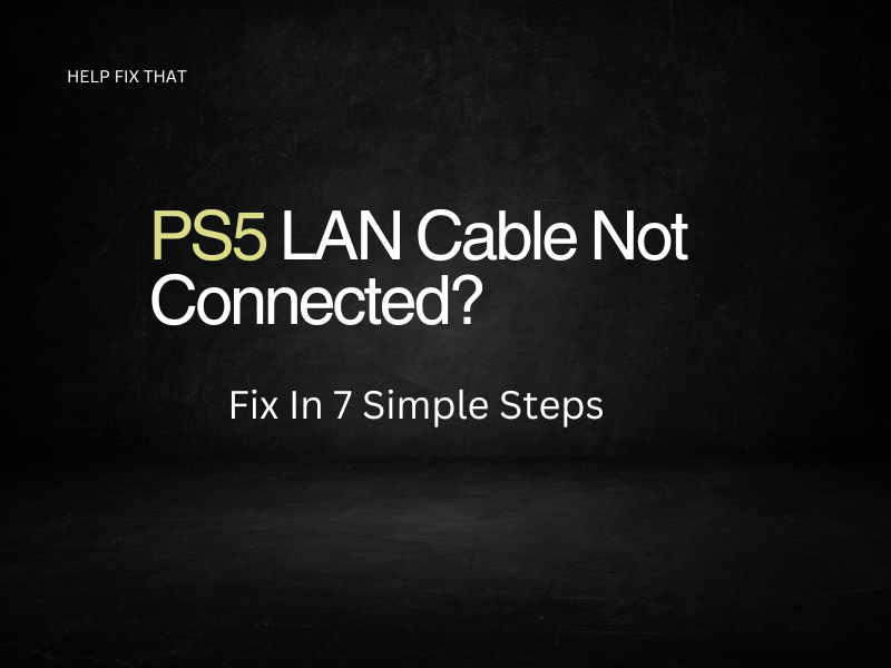 PS5 LAN Cable Not Connected