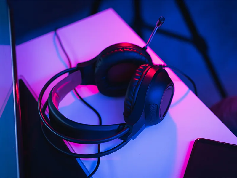 headset on a table