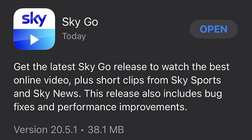 update sky go app