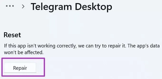 repair telegram desktop client