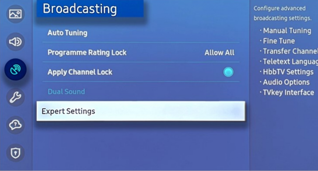 broadcast settings