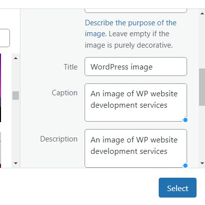 add caption to image in wp
