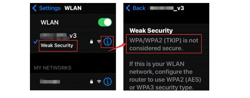 tp link weak security message