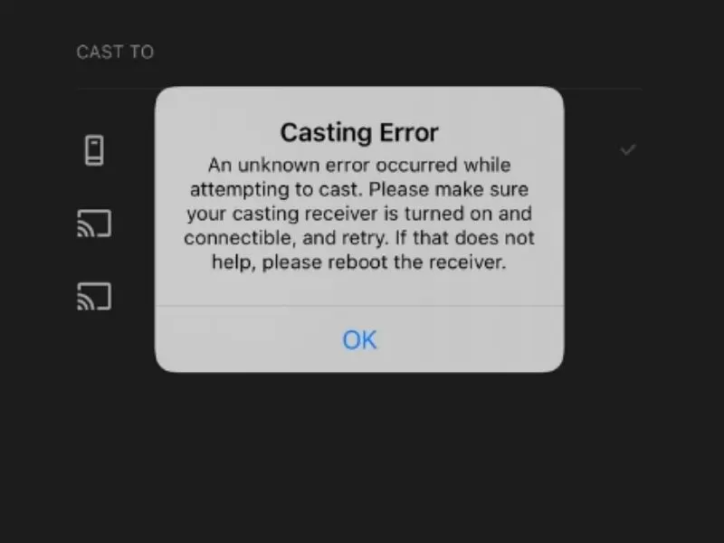 Why oculus quest 2 shows an error while casting?