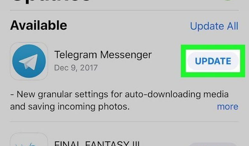 update telegram app