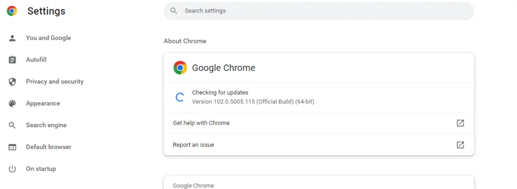 google chrome check for updates
