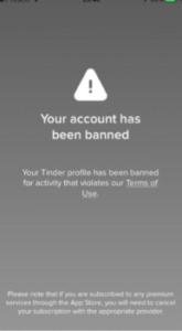tinder account banned