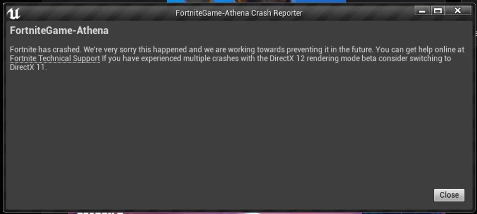  Fortnite Game Athena Crash Reporter - Screenshot from computer