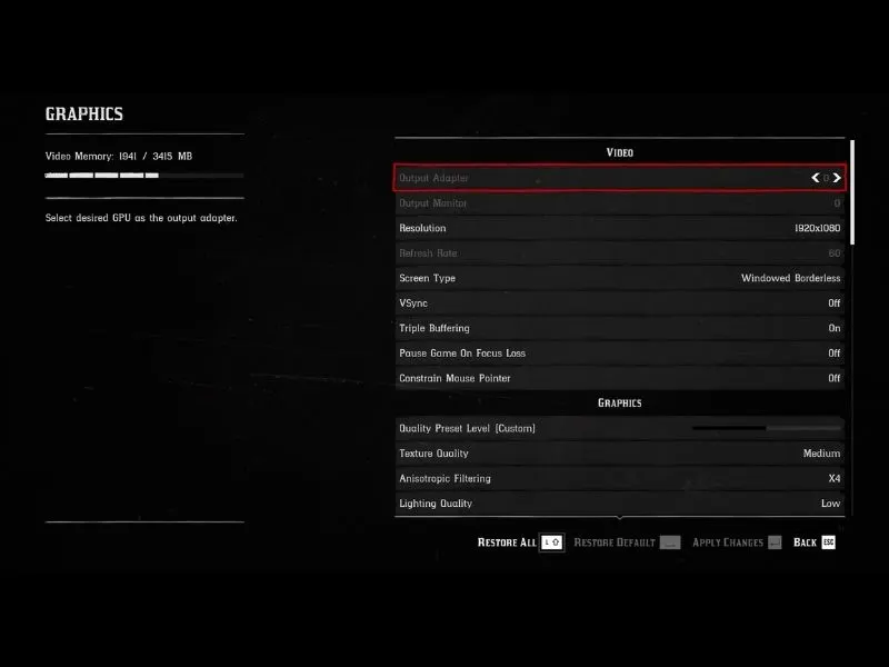red dead redemption 2 configuration settings