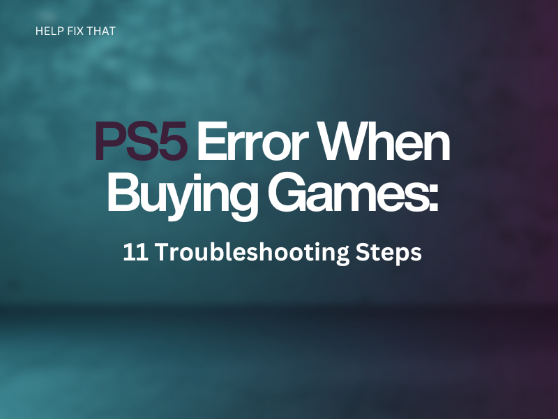 PS5 Error When Buying Games