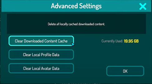 Clearing VRChat app cache data