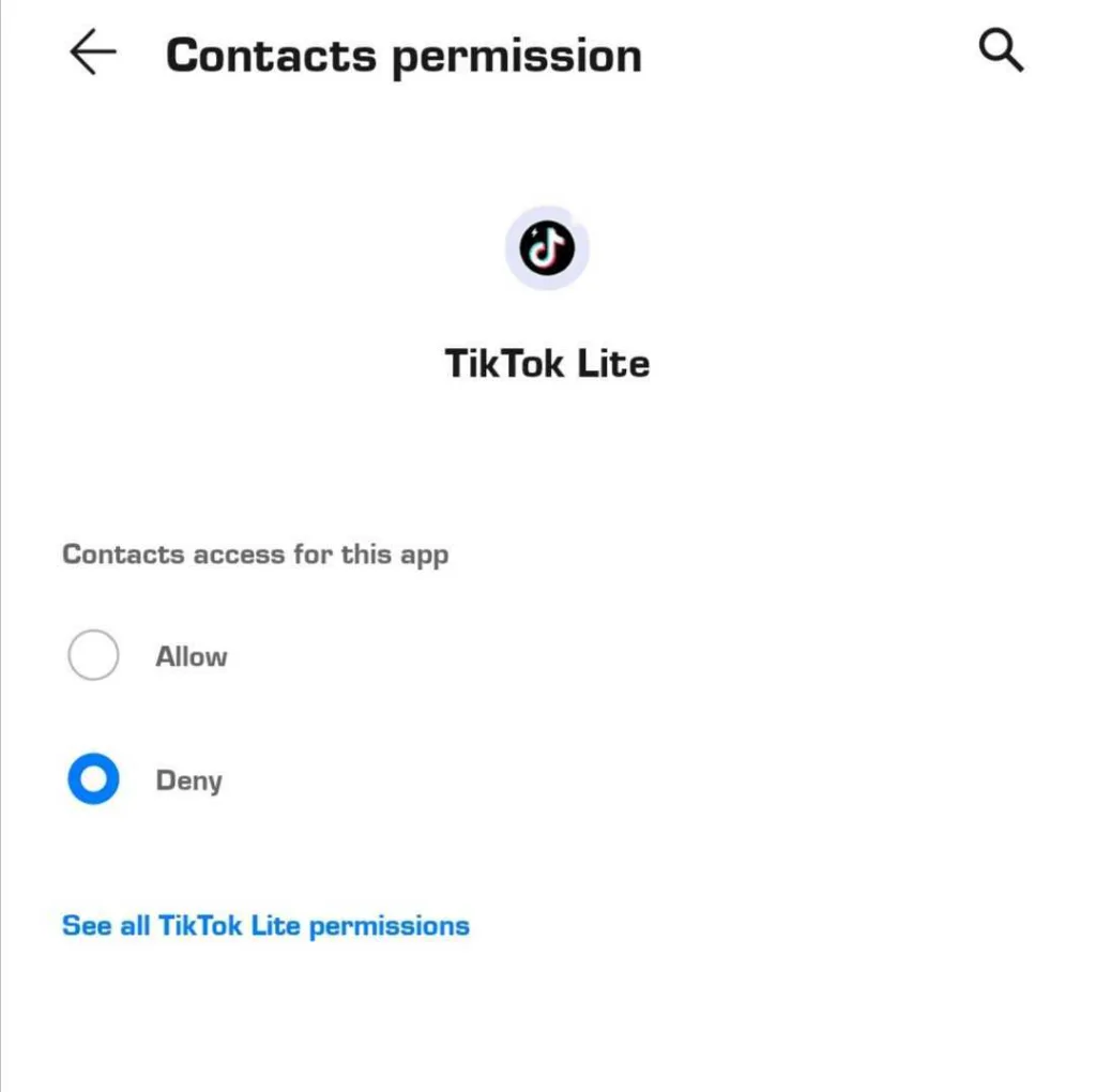 disabling TikTok access to contacts on phone