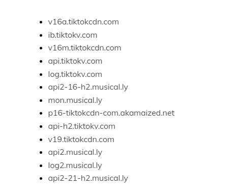 TikTok domains