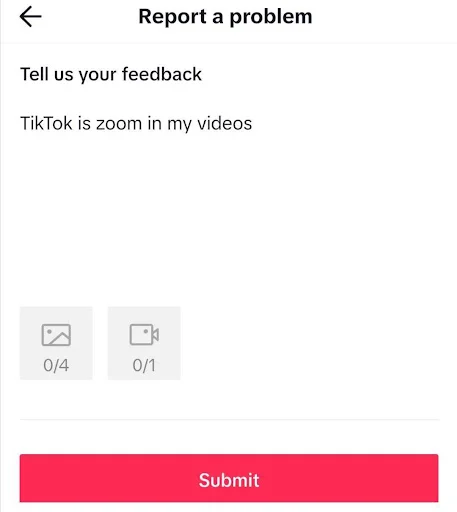 reporting issue to TikTok support