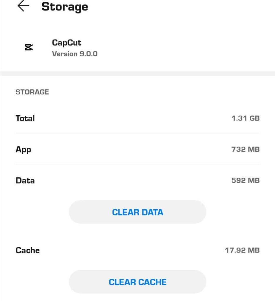 Clearing CapCut cache data