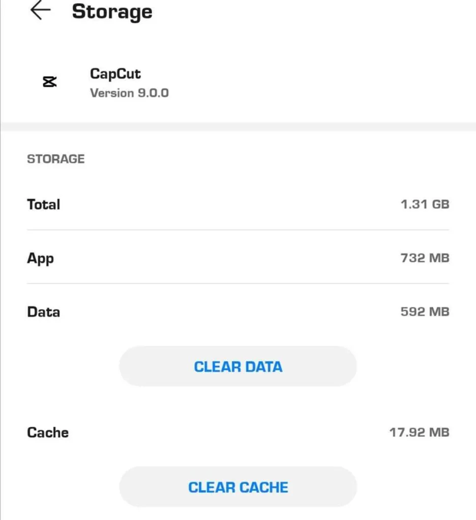 Clearing CapCut cache data